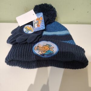 NWT Dogman Boys One Size Hat and Gloves Set Kids Beanie Outerwear Winter Fall